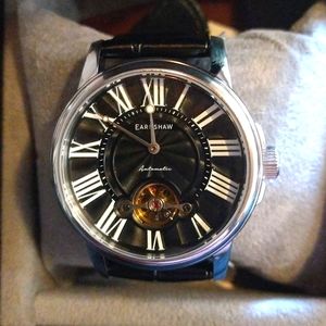 Black Thomas Earnshaw Marlyebone Open Heart Automatic Dress Watch